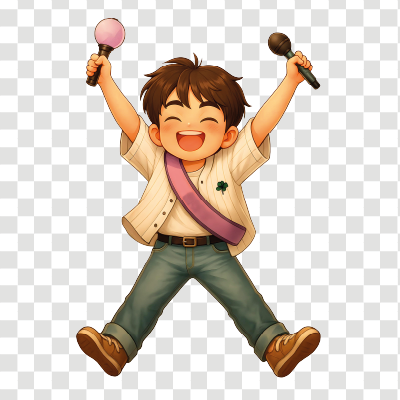 ilustración de jin saltando feliz